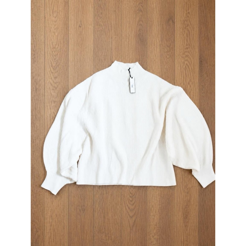 Banana Republic Landa Mock Neck Merino Wool Batwing Sweater Cream Large NWT